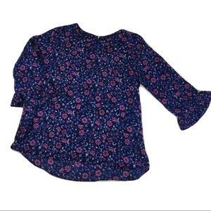 Blue and Pink Floral Blouse, Size M